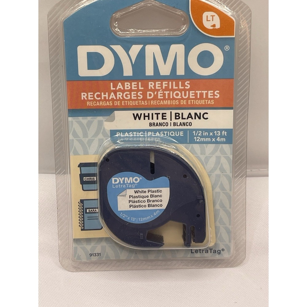 Genuine‎ Dymo LT LetraTag 91331 Plastic Label Refill Tape 1/2" W X 13' L  White
